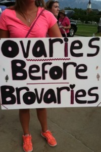 A Utah woman holding a sign at the protest (Photo property of Ryan LaRe)