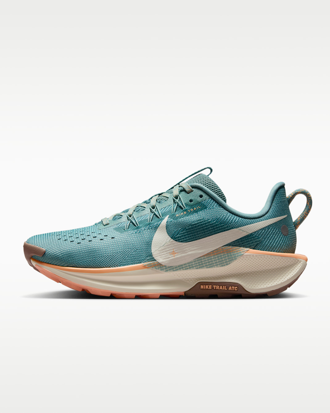 Nike Pegasus Trail 5 trail shoes in turquoise with orange accent color